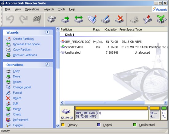 ThinkPad预装XP系统如何使用Acronis